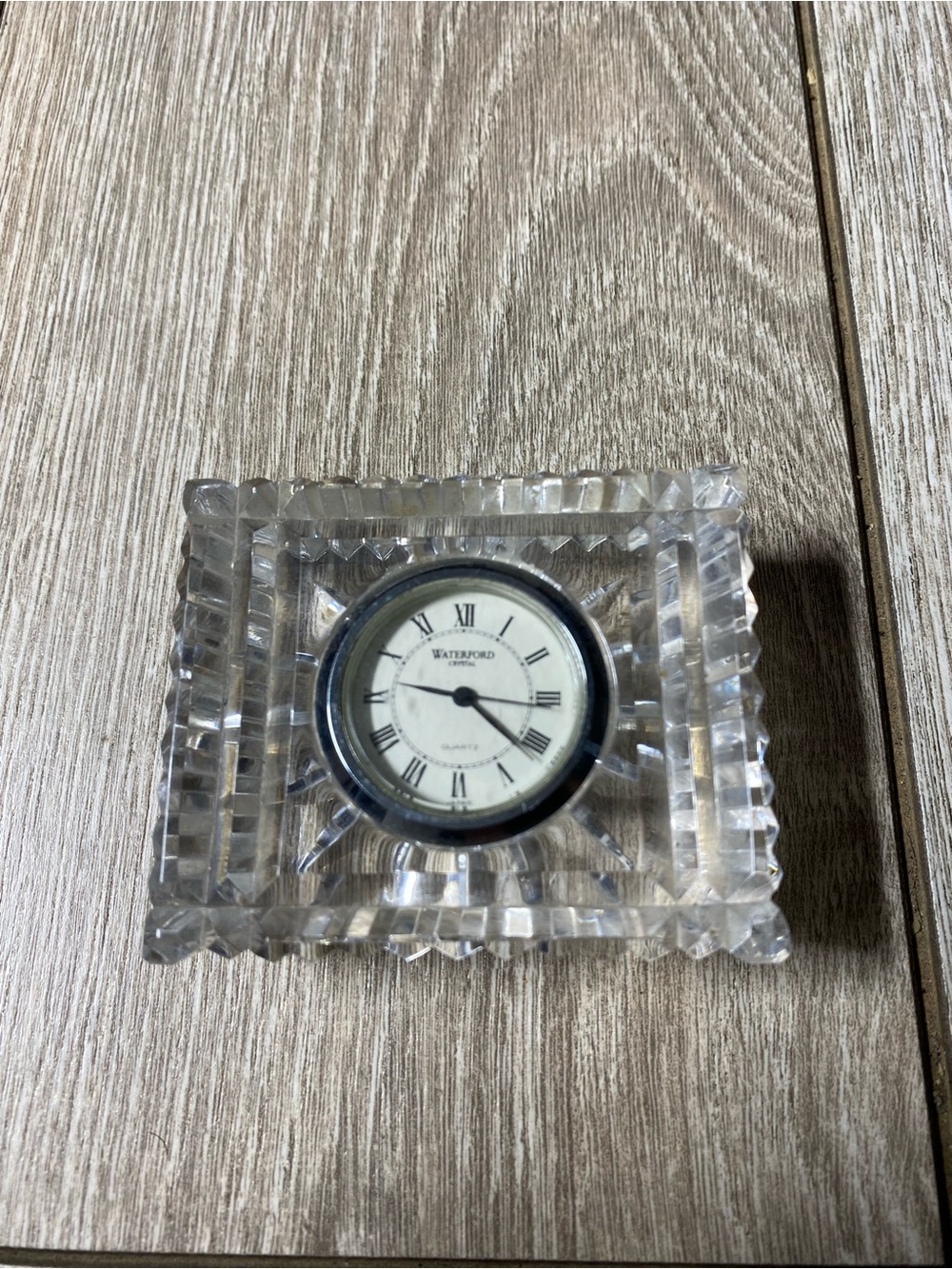Vintage Waterford Crystal Rectangular Desk Clock Quartz Roman Numerals Ireland